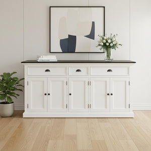 HomeRoots 74" Solid Wood Buffet Table in Black & White – Stylish Storage Solution for Any Room Décor 507538