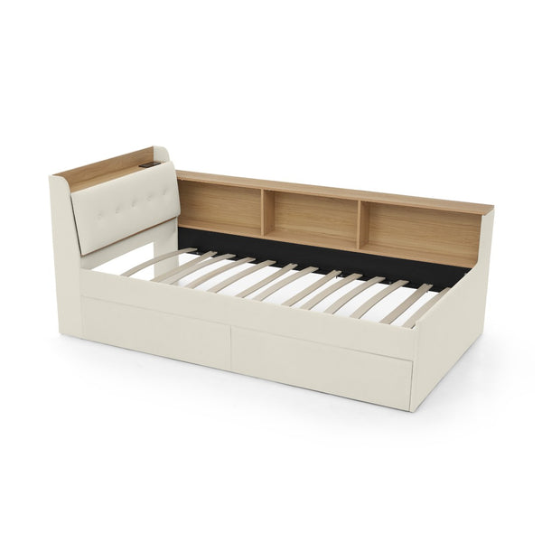 English Elm Twin Size Velvet Day Bed With Storage Drawers, Wireless Charging & Led Lights - Elegant & Functional W1413S00109-GIGA