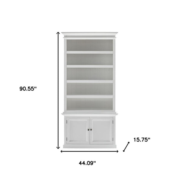 HomeRoots 91" White Solid Wood Utility Cabinet with Adjustable Shelves – Stylish Storage for Every Space 507540