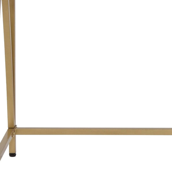 HomeRoots 50" Elegant White and Gold Vanity Table with Storage Drawers - Chic, Versatile Design for Any Room 507546