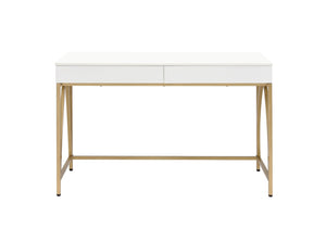 HomeRoots 50" Elegant White and Gold Vanity Table with Storage Drawers - Chic, Versatile Design for Any Room 507546