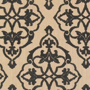 HomeRoots 5' X 8' Beige and Black Medallion Area Rug - Stain Resistant for Indoor and Outdoor High-Traffic Spaces 5'3" x 7'6" 507556