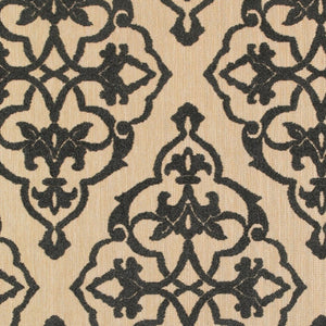 HomeRoots 5' X 8' Beige and Black Medallion Area Rug - Stain Resistant for Indoor and Outdoor High-Traffic Spaces 6'7" x 9'6" 507557