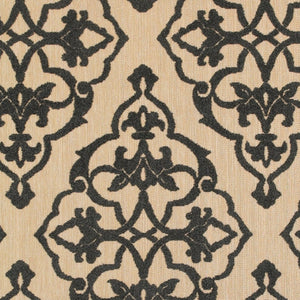 HomeRoots 5' X 8' Beige and Black Medallion Area Rug - Stain Resistant for Indoor and Outdoor High-Traffic Spaces 9'10" x 12'10" 507559