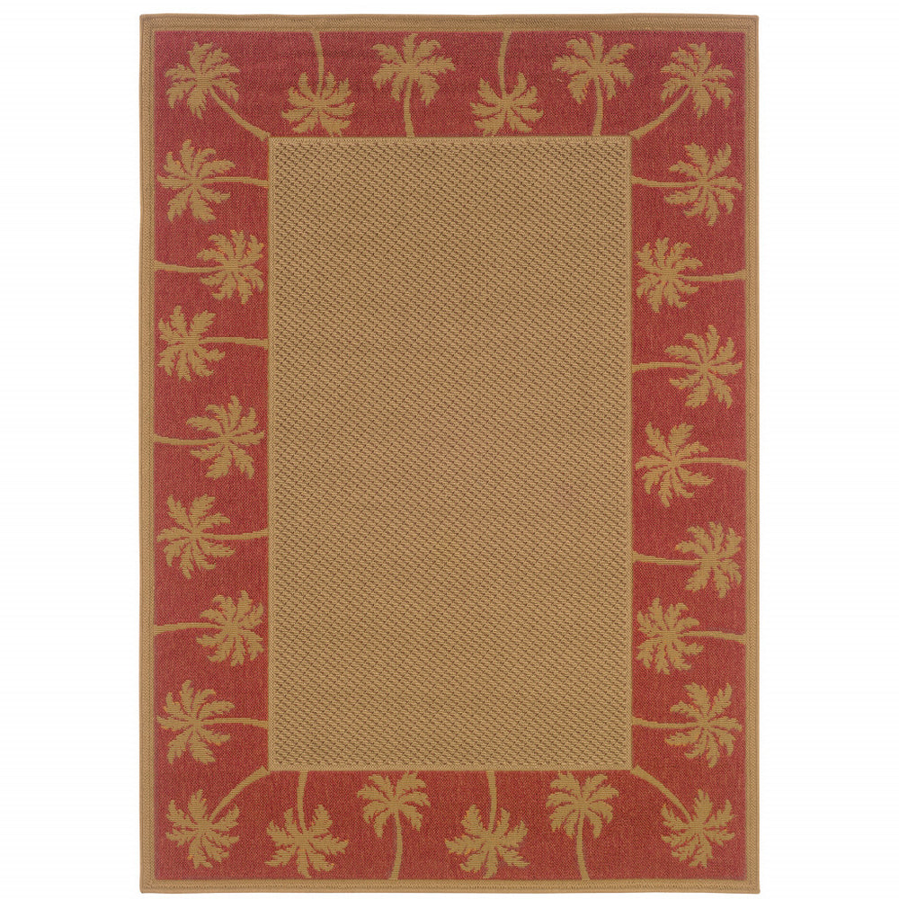 Homeroots 4' X 6' Stain Resistant Indoor Outdoor Area Rug - Stylish, Durable, Perfect For Homes With Kids & Pets Beige,Red Polypropylene 507619