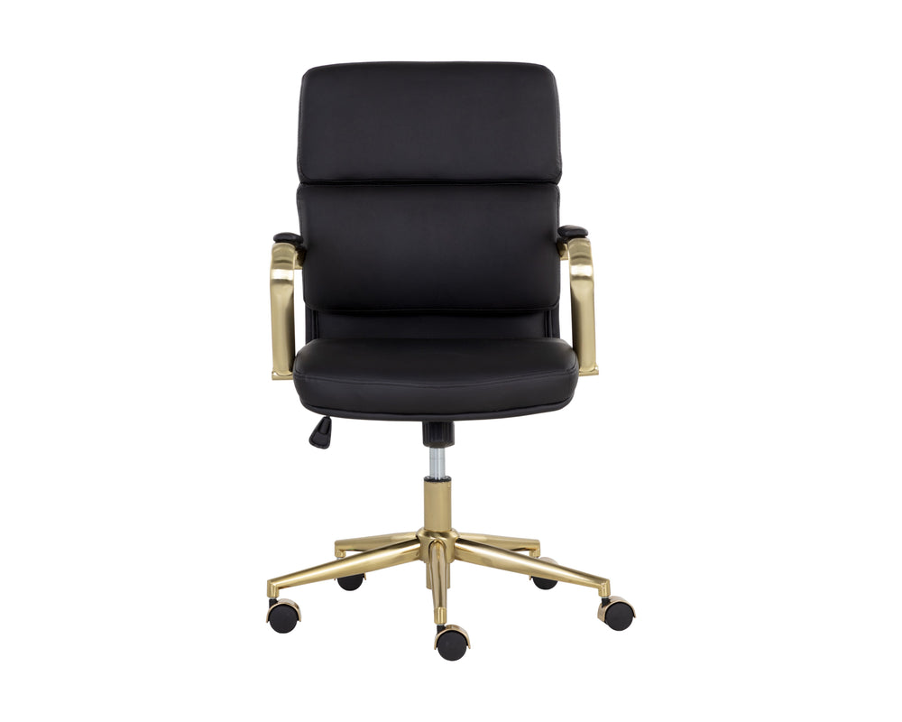 Sunpan Kleo Modern Office Chair with Gold Stainless Steel Frame and Luxurious Faux Leather for Comfort Onyx