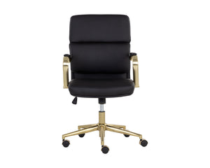 Sunpan Kleo Modern Office Chair with Gold Stainless Steel Frame and Luxurious Faux Leather for Comfort Onyx