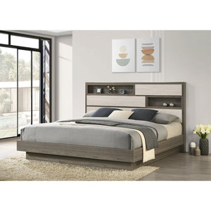 English Elm Pierce Eastern King Platform Bed with Led Headboard and Italian Gloss Finish B062S01833