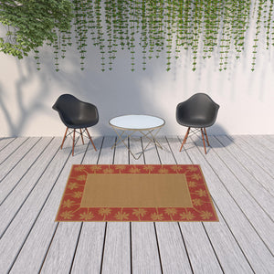 Homeroots 5' X 8' Beige Stain Resistant Indoor Outdoor Area Rug Beige,Red Polypropylene 507620