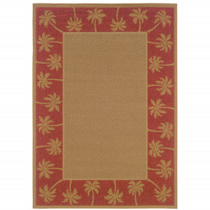 Homeroots 6' X 9' Beige Stain Resistant Indoor Outdoor Area Rug Beige,Red Polypropylene 507621