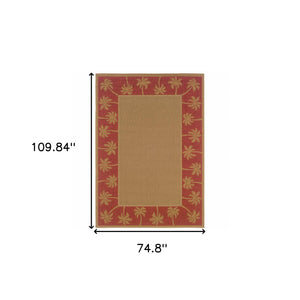Homeroots 6' X 9' Beige Stain Resistant Indoor Outdoor Area Rug Beige,Red Polypropylene 507621