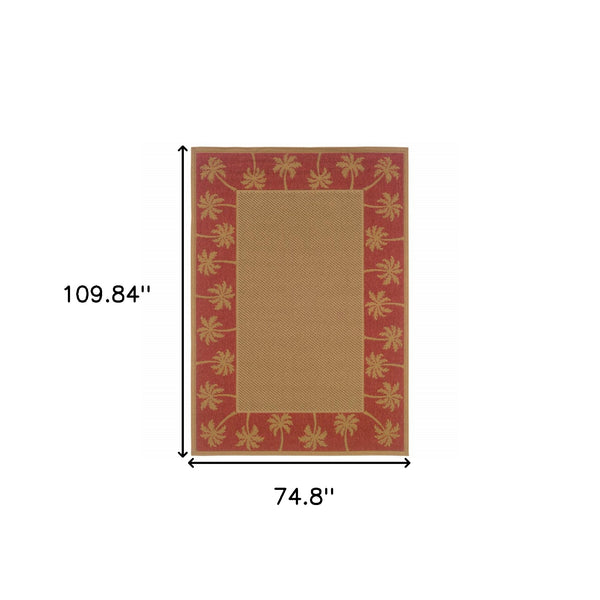 Homeroots 6' X 9' Beige Stain Resistant Indoor Outdoor Area Rug Beige,Red Polypropylene 507621