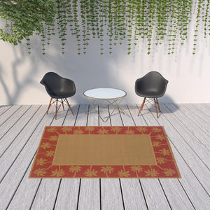 Homeroots 6' X 9' Beige Stain Resistant Indoor Outdoor Area Rug Beige,Red Polypropylene 507621