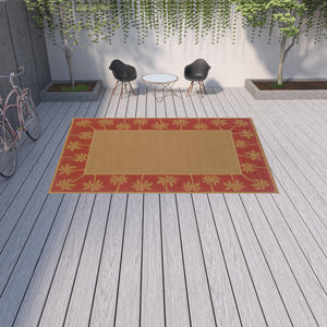 Homeroots 9' X 13' Beige Stain Resistant Indoor Outdoor Area Rug Beige,Red Polypropylene 507624