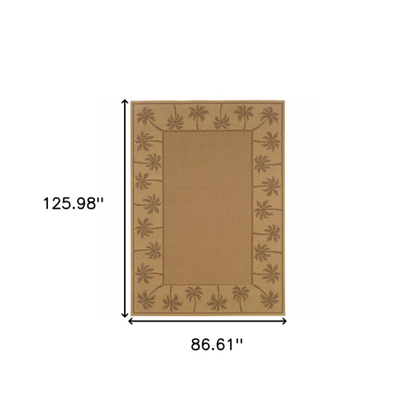 Homeroots 7' X 10' Beige Stain Resistant Indoor Outdoor Area Rug Beige,Tan Polypropylene 507631