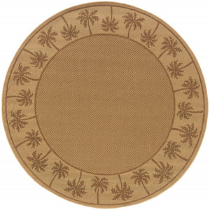 Homeroots 8' X 8' Beige Round Stain Resistant Indoor Outdoor Area Rug Beige,Tan Polypropylene 507632