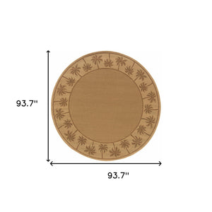 Homeroots 8' X 8' Beige Round Stain Resistant Indoor Outdoor Area Rug Beige,Tan Polypropylene 507632