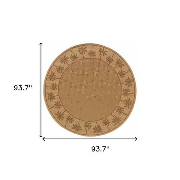 Homeroots 8' X 8' Beige Round Stain Resistant Indoor Outdoor Area Rug Beige,Tan Polypropylene 507632