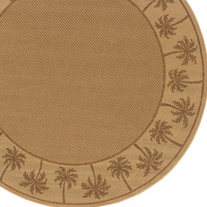 Homeroots 8' X 8' Beige Round Stain Resistant Indoor Outdoor Area Rug Beige,Tan Polypropylene 507632
