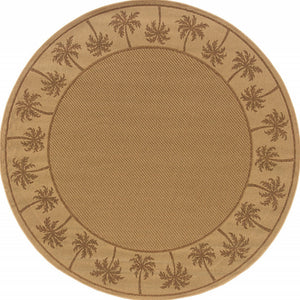 Homeroots 8' X 8' Beige Round Stain Resistant Indoor Outdoor Area Rug Beige,Tan Polypropylene 507632