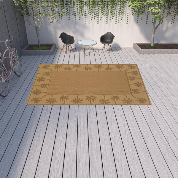 Homeroots 9' X 13' Beige Stain Resistant Indoor Outdoor Area Rug Beige,Tan Polypropylene 507633