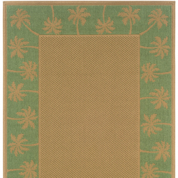 Homeroots 4' X 6' Stain Resistant Indoor Outdoor Area Rug - Stylish, Durable, Perfect For Homes With Kids & Pets Beige,Green Polypropylene 507637