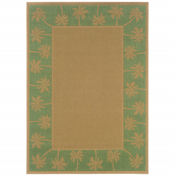 Homeroots 6' X 9' Beige Stain Resistant Indoor Outdoor Area Rug Beige,Green Polypropylene 507639