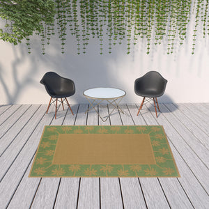 Homeroots 6' X 9' Beige Stain Resistant Indoor Outdoor Area Rug Beige,Green Polypropylene 507639