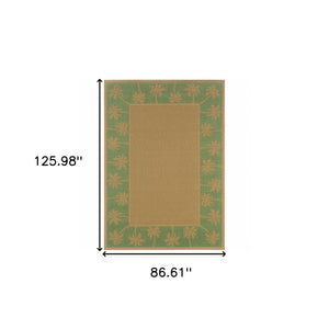 Homeroots 7' X 10' Beige Stain Resistant Indoor Outdoor Area Rug Beige,Green Polypropylene 507640