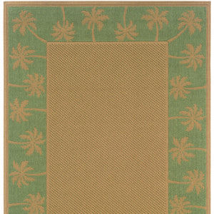 Homeroots 9' X 13' Beige Stain Resistant Indoor Outdoor Area Rug Beige,Green Polypropylene 507642