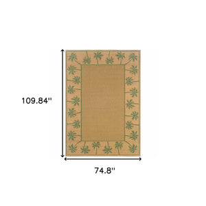 Homeroots 6' X 9' Beige Stain Resistant Indoor Outdoor Area Rug Beige,Green Polypropylene 507648