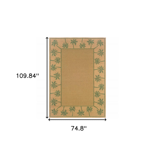 Homeroots 6' X 9' Beige Stain Resistant Indoor Outdoor Area Rug Beige,Green Polypropylene 507648