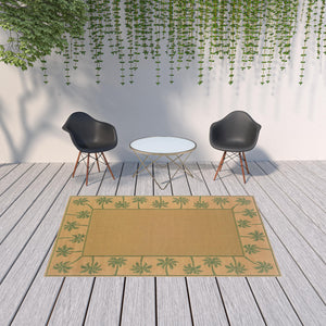 Homeroots 6' X 9' Beige Stain Resistant Indoor Outdoor Area Rug Beige,Green Polypropylene 507648