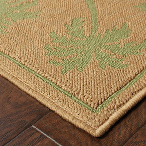 Homeroots 7' X 10' Beige Stain Resistant Indoor Outdoor Area Rug Beige,Green Polypropylene 507649