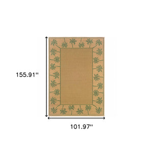 Homeroots 9' X 13' Beige Stain Resistant Indoor Outdoor Area Rug Beige,Green Polypropylene 507651