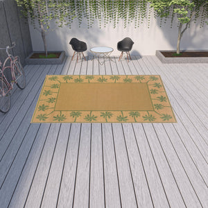 Homeroots 9' X 13' Beige Stain Resistant Indoor Outdoor Area Rug Beige,Green Polypropylene 507651