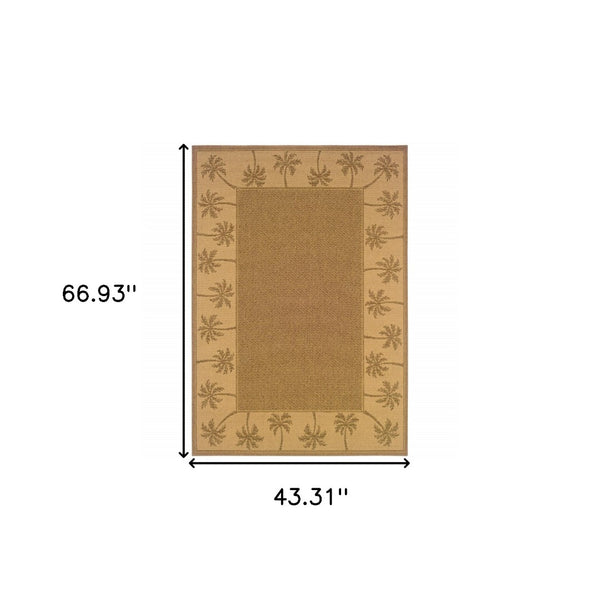Homeroots 4' X 6' Stain Resistant Indoor Outdoor Area Rug - Stylish, Durable, Perfect For Homes With Kids & Pets Tan,Beige Polypropylene 507664