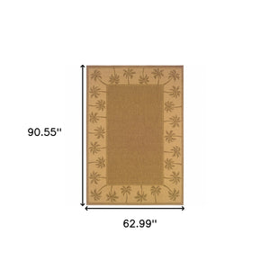 Homeroots 5' X 8' Tan Stain Resistant Indoor Outdoor Area Rug Tan,Beige Polypropylene 507665