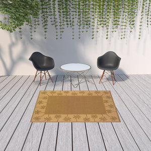 Homeroots 5' X 8' Tan Stain Resistant Indoor Outdoor Area Rug Tan,Beige Polypropylene 507665