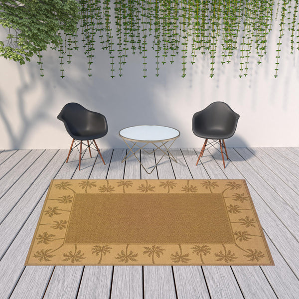 Homeroots 7' X 10' Tan Stain Resistant Indoor Outdoor Area Rug Tan,Beige Polypropylene 507667
