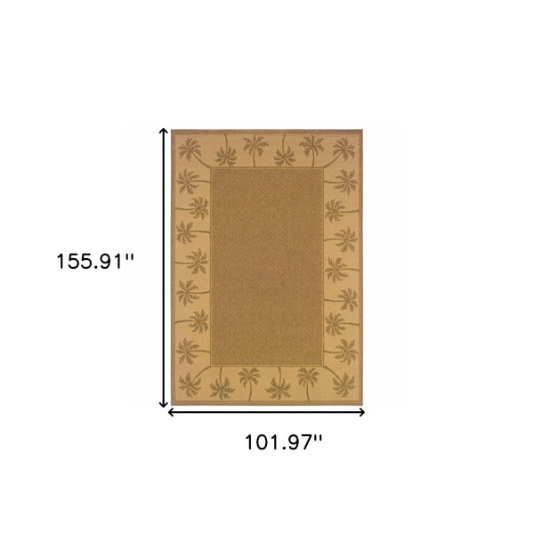 Homeroots 9' X 13' Tan Stain Resistant Indoor Outdoor Area Rug Tan,Beige Polypropylene 507669