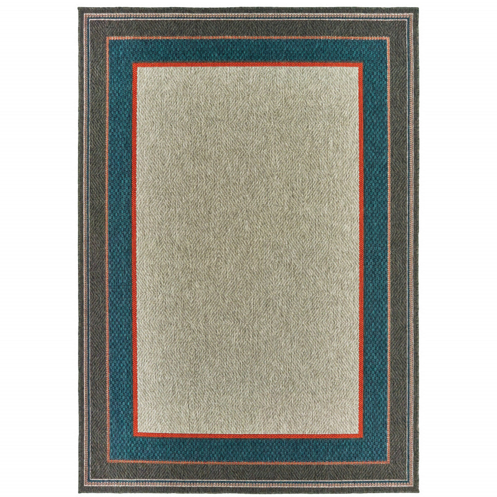Homeroots 3' X 5' Blue And Gray Stain Resistant Area Rug - Perfect For Kids, Pets, Indoor & Outdoor Use! 3'3" X 5' Polypropylene 507671