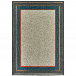 Homeroots 3' X 5' Blue And Gray Stain Resistant Area Rug - Perfect For Kids, Pets, Indoor & Outdoor Use! 3'3" X 5' Polypropylene 507671