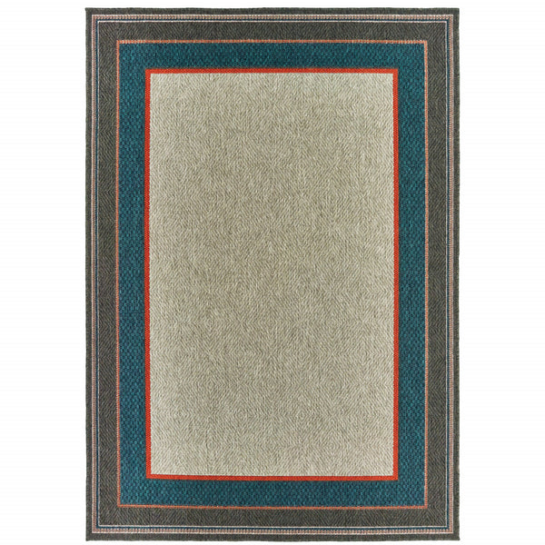 Homeroots 3' X 5' Blue And Gray Stain Resistant Area Rug - Perfect For Kids, Pets, Indoor & Outdoor Use! 3'3" X 5' Polypropylene 507671