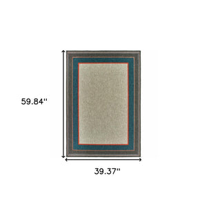 Homeroots 3' X 5' Blue And Gray Stain Resistant Area Rug - Perfect For Kids, Pets, Indoor & Outdoor Use! 3'3" X 5' Polypropylene 507671