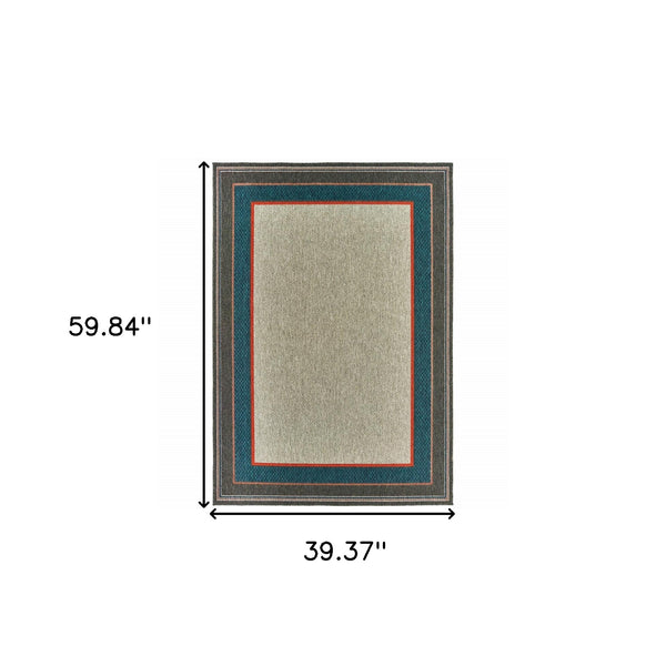 Homeroots 3' X 5' Blue And Gray Stain Resistant Area Rug - Perfect For Kids, Pets, Indoor & Outdoor Use! 3'3" X 5' Polypropylene 507671