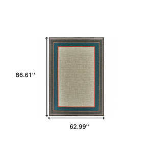 HomeRoots 5' Blue and Gray Stain Resistant Indoor/Outdoor Area Rug - Durable, Stylish, and Easy to Clean 5'3" x 7'3" 507672