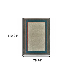 HomeRoots 5' Blue and Gray Stain Resistant Indoor/Outdoor Area Rug - Durable, Stylish, and Easy to Clean 6'7" x 9'2" 507673