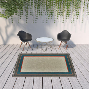 HomeRoots 5' Blue and Gray Stain Resistant Indoor/Outdoor Area Rug - Durable, Stylish, and Easy to Clean 6'7" x 9'2" 507673