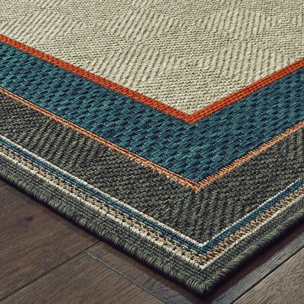 HomeRoots 5' Blue and Gray Stain Resistant Indoor/Outdoor Area Rug - Durable, Stylish, and Easy to Clean 7'10" x 10' 507674